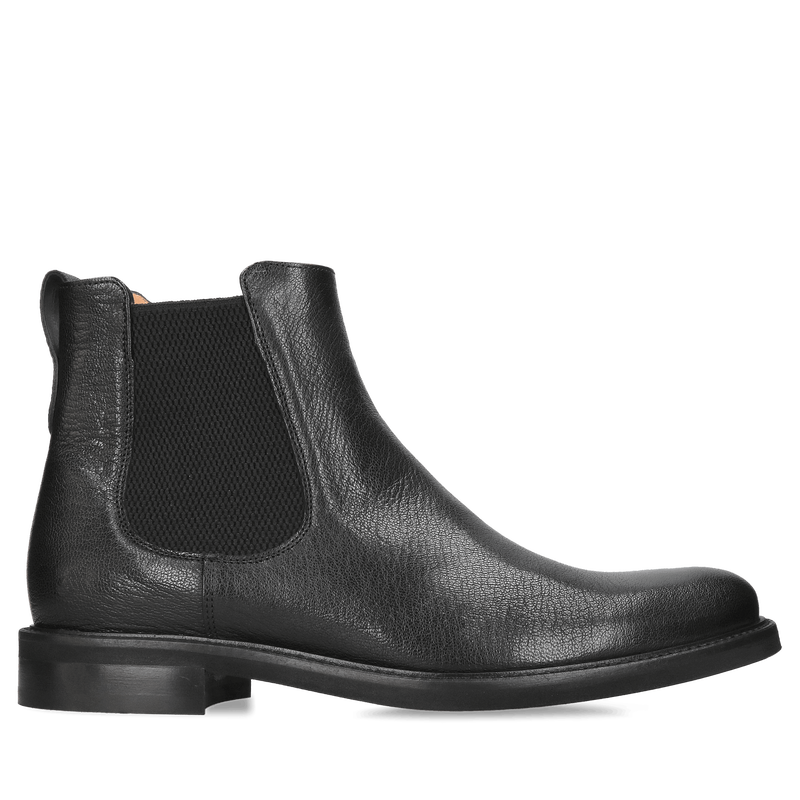 Sztyblety czarne męskie na gumki, wygodne trzewiki na co dzień ze skóry