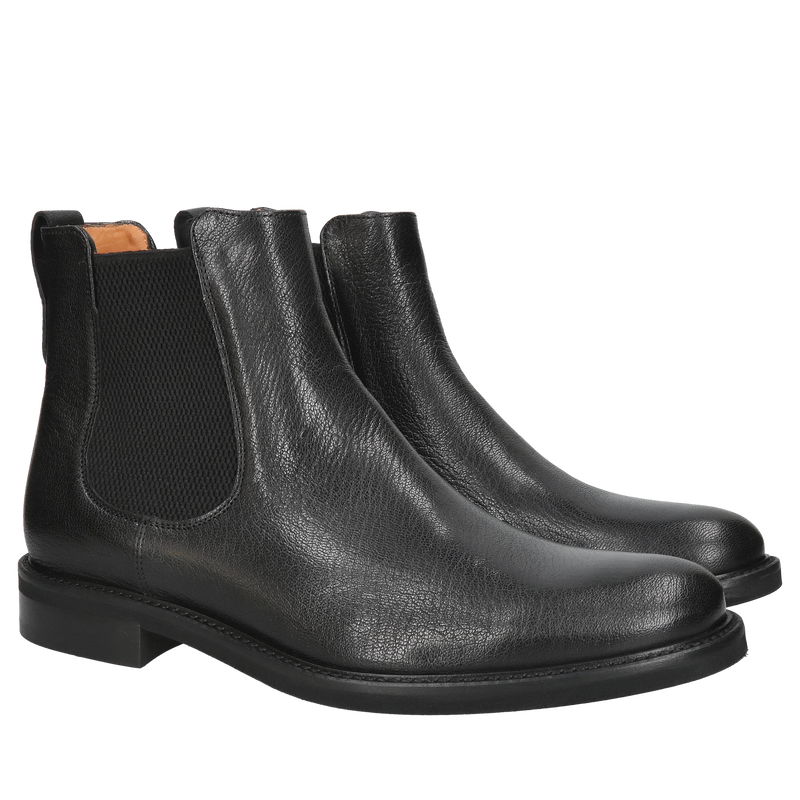 Sztyblety czarne męskie na gumki, wygodne trzewiki na co dzień ze skóry