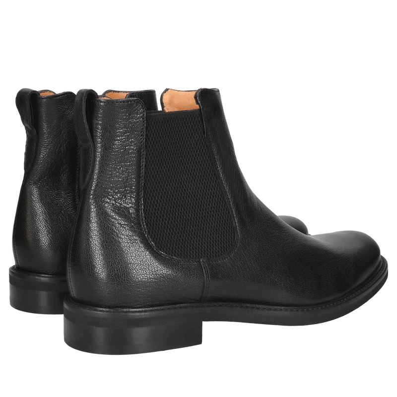 Sztyblety czarne męskie na gumki, wygodne trzewiki na co dzień ze skóry