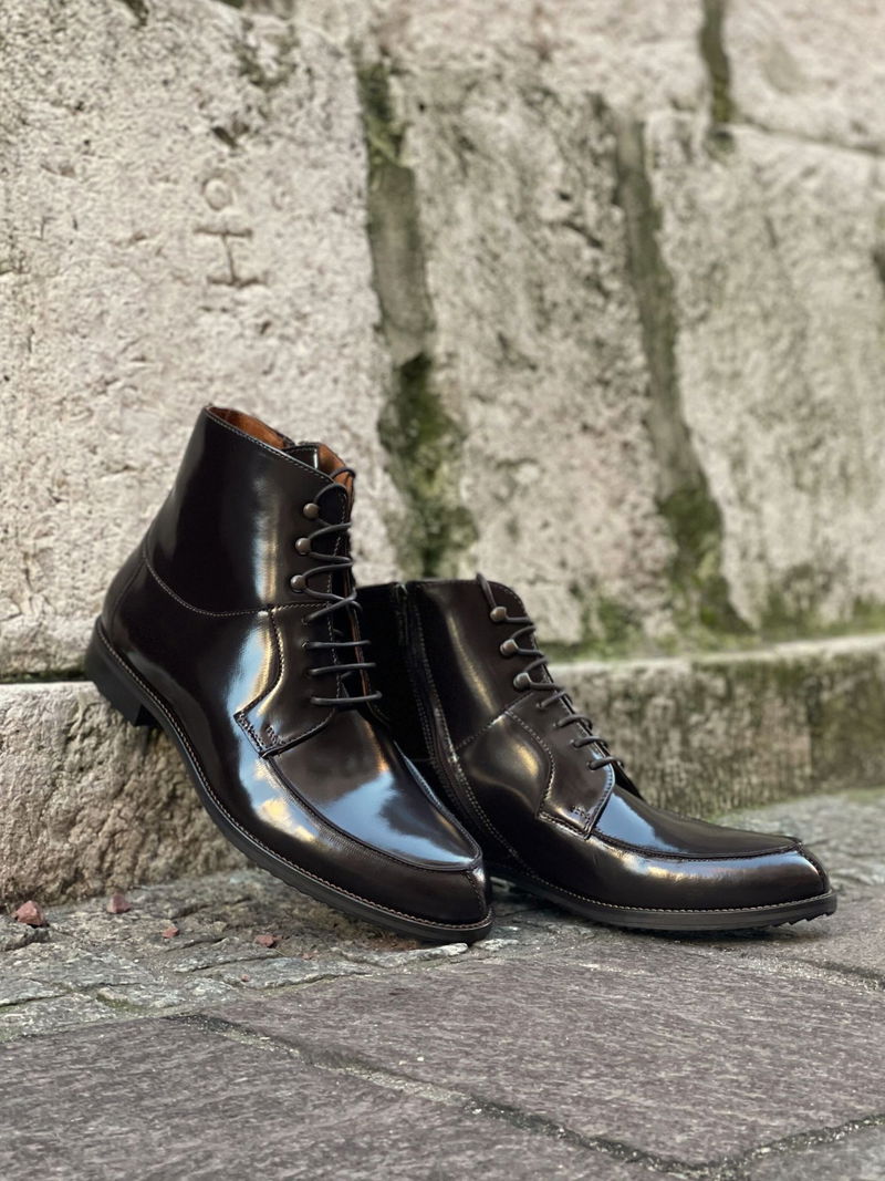 Brązowe trzewiki męskie nie ocieplane do biura, na co dzień, eleganckie botki męskie, trzewiki bez ocieplenia, Konopka Shoes