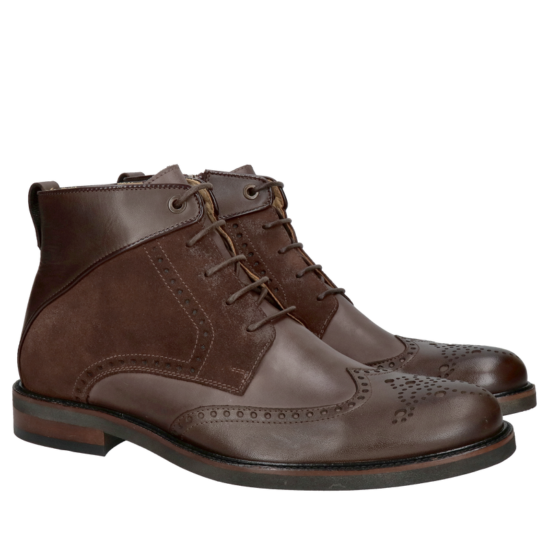 Eleganckie męskie trzewiki ze skóry naturalnej, botki męskie zimowe nie ocieplane