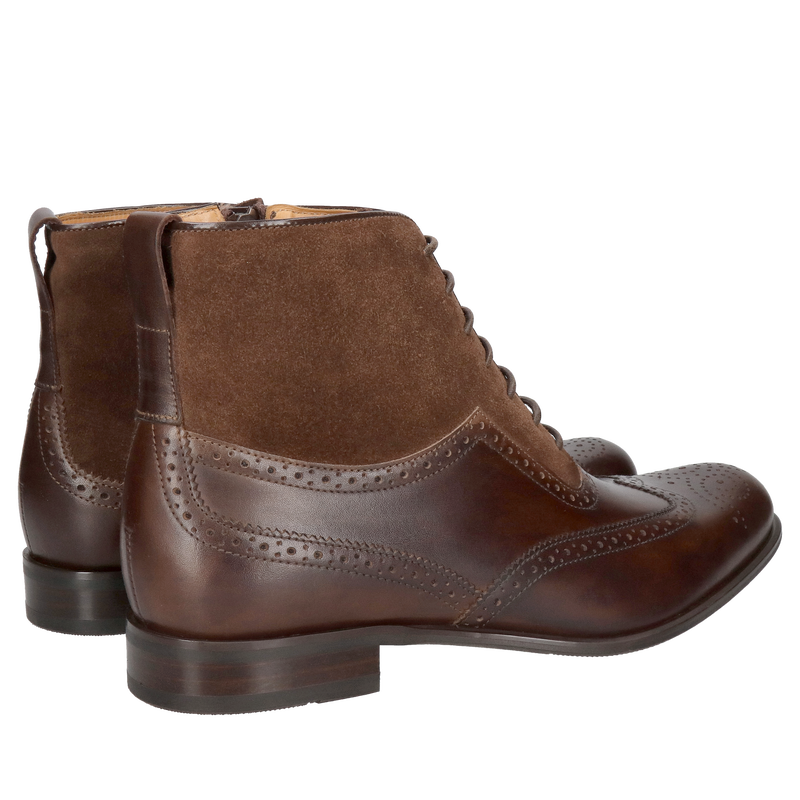 Eleganckie męskie trzewiki ze skóry naturalnej w kolorze ciemnego brązu, Konopka Shoes