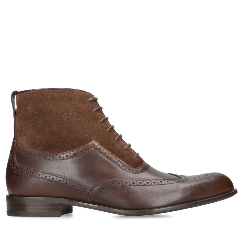 Eleganckie męskie trzewiki ze skóry naturalnej w kolorze ciemnego brązu, Konopka Shoes