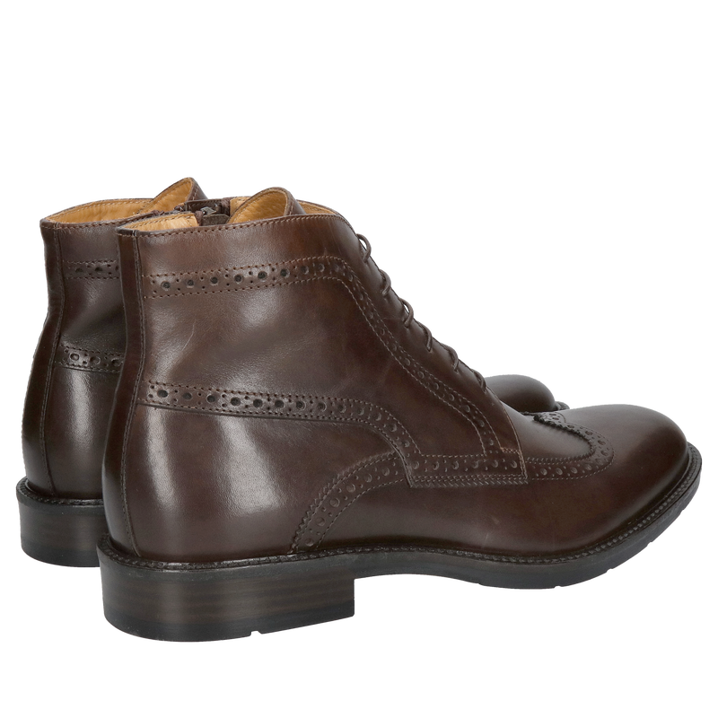 Męskie trzewiki nie ocieplane na zamek, botki męskie skórzane w ciemnym brązie, Konopka Shoes