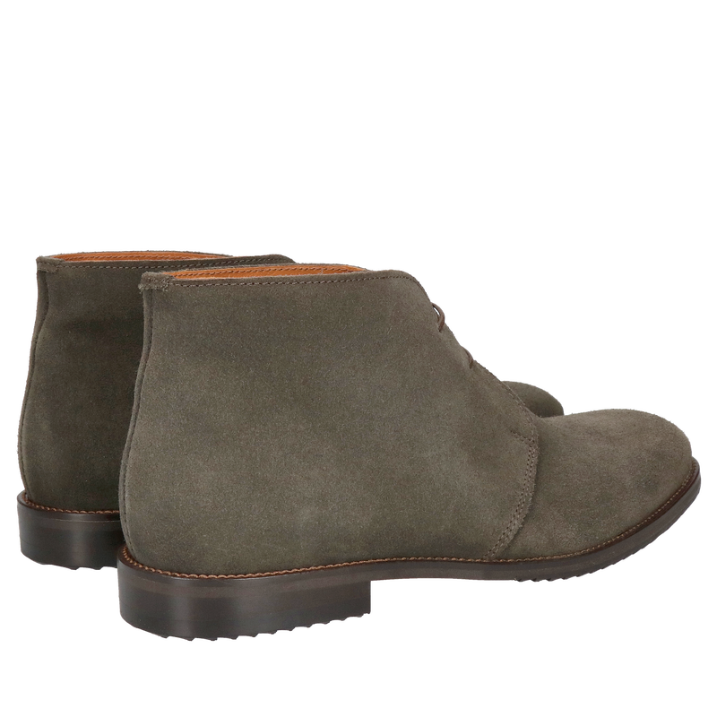 Zamszowe trzewki męskie w ciemnej zieleni, botki męskie ze skóry bez zamka