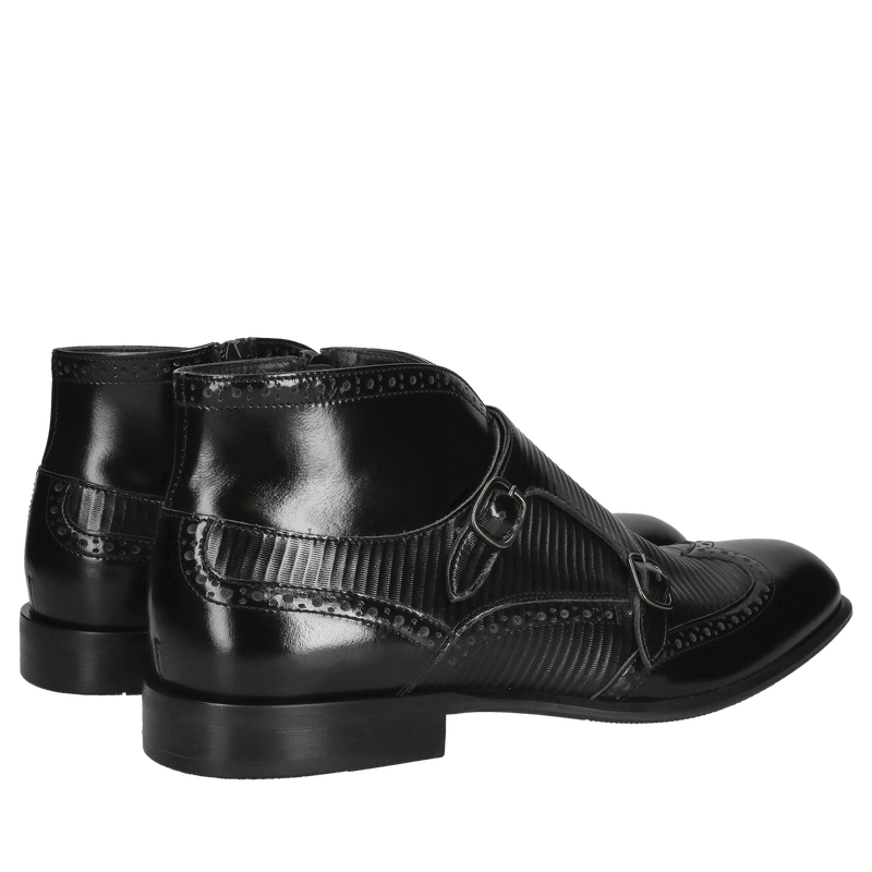 Trzewiki monki czarne, obuwie business casual Conhpol, Konopka Shoes