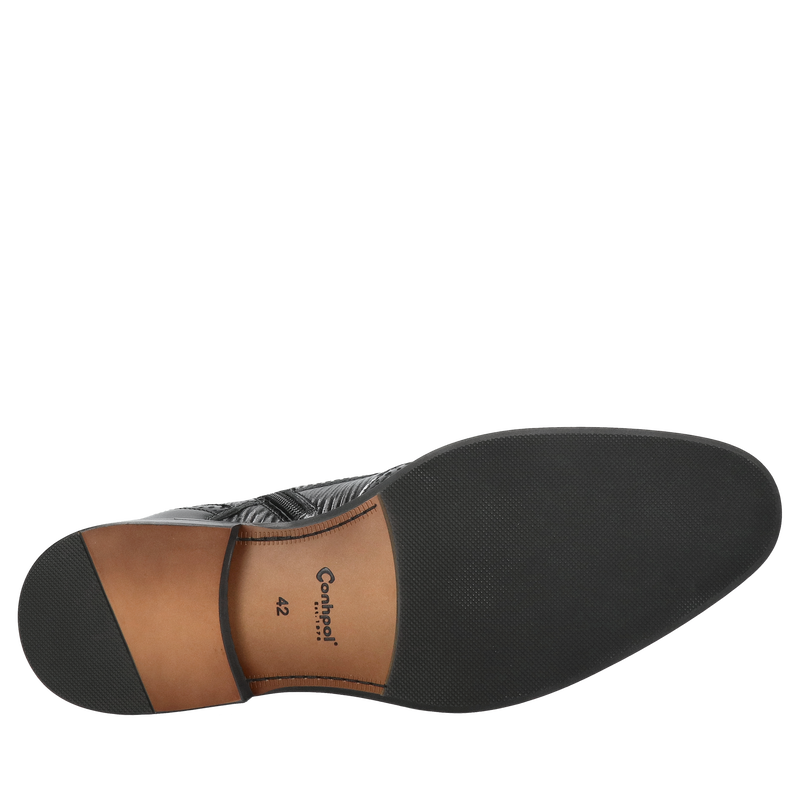 Wyjątkowe męskie trzewiki Conhpol, sznurowane czarne botki męskie