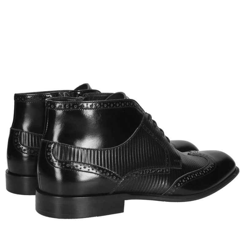 Wyjątkowe męskie trzewiki Conhpol, sznurowane czarne botki męskie