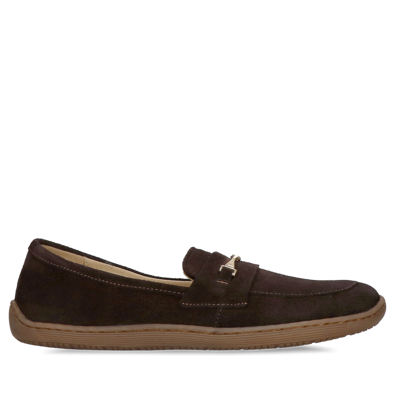 Eleganckie buty barefoot damskie w miękkiej skórze zamszowej, obuwie barefoot loafersy