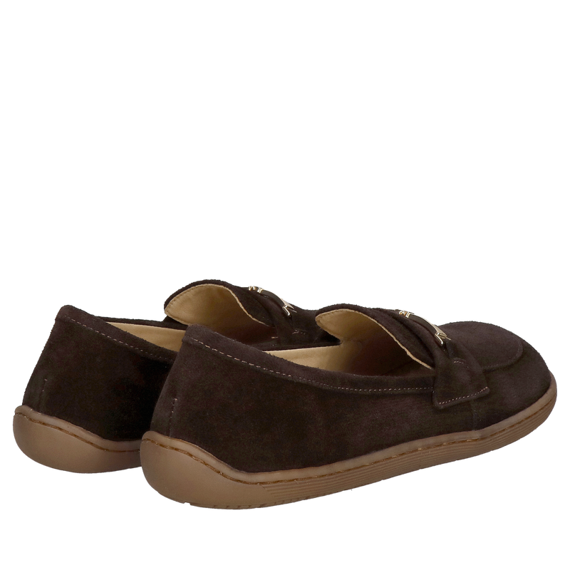 Eleganckie buty barefoot damskie w miękkiej skórze zamszowej, obuwie barefoot loafersy