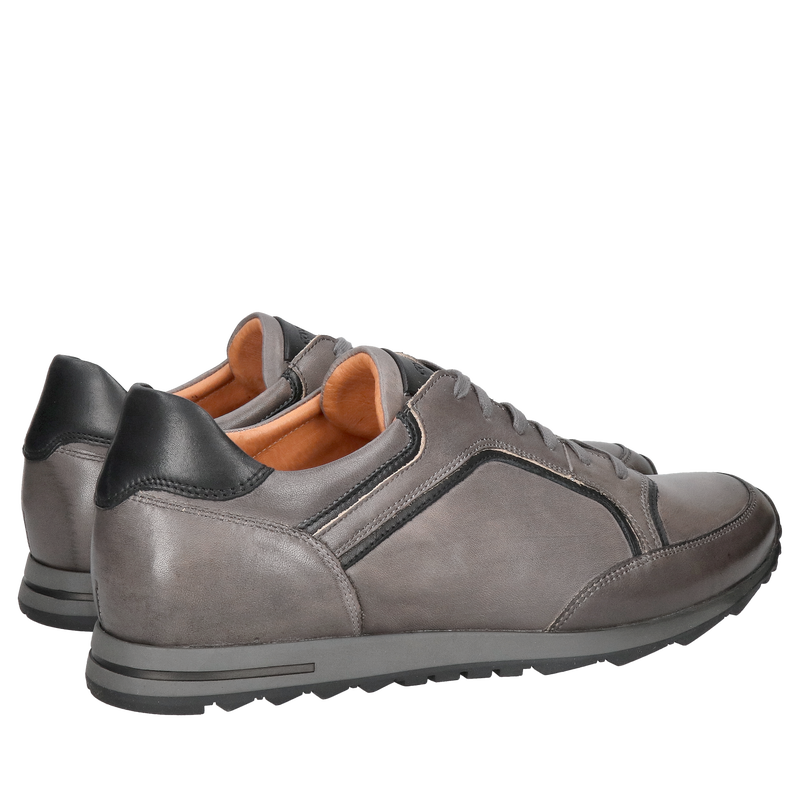 Męskie buty sportowe popielate ze skóry, wygodne na co dzień obuwie