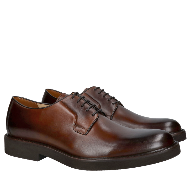 Męskie półbuty sznurowane smart casual, brązowe buty męskie na grubszej podeszwie