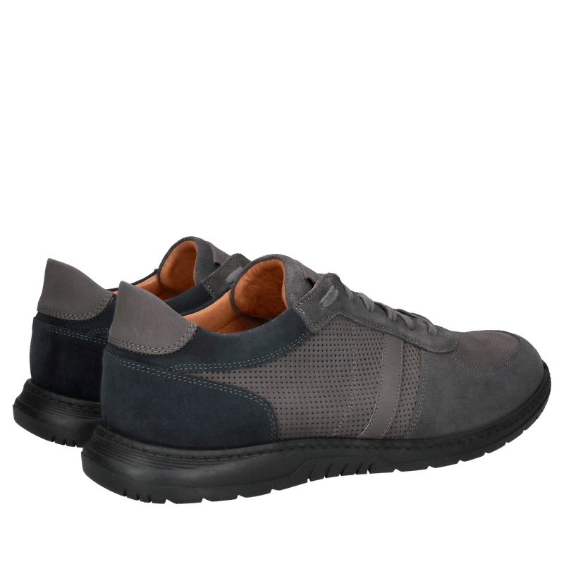 Szerokie i wygodne buty męskie, półbuty szare ze skóry zamszowej, Konopka Shoes