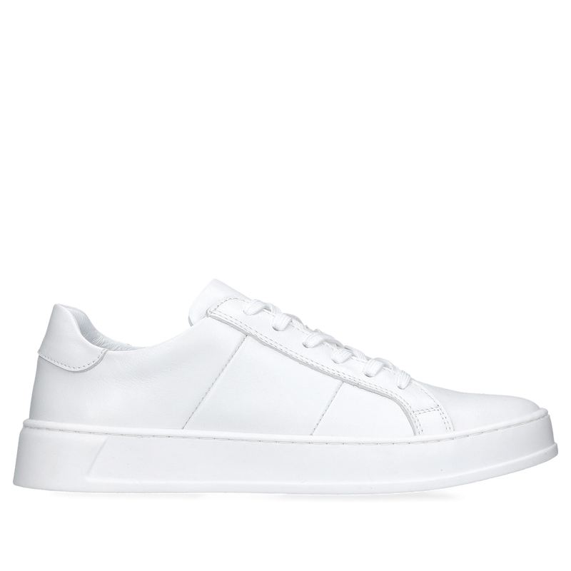 Lekkie białe sneakersy damskie ze skóry, białe buty damskie sportowe do letniej sukienki