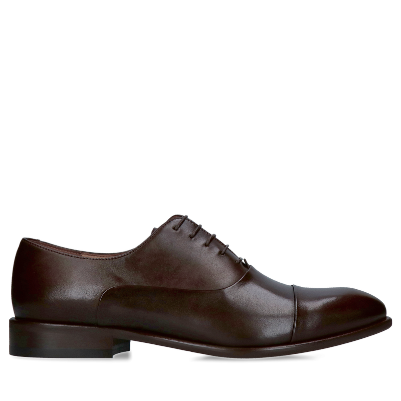 Eleganckie męskie oxfordy w kolorze ciemno brązowym, wizytowe buty męskie do garnituru, Konopka Shoes