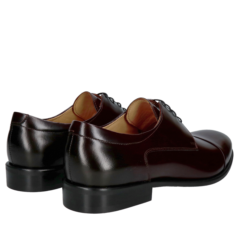 Wizytowe bordowe buty męskie do garnituru, eleganckie derby ze skóry naturalnej