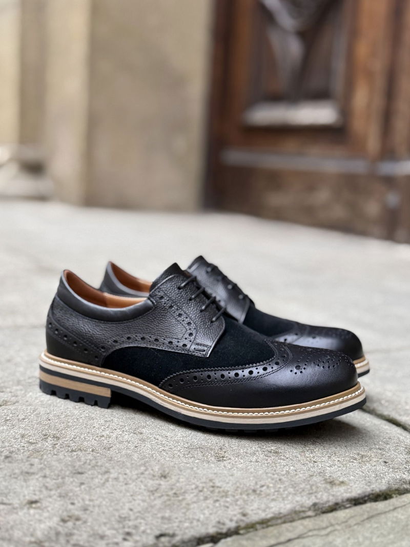 Oryginalne buty męskie ze skóry, codzienne półbuty sznurowane z wysokiej jakości materiałów od polskiego producenta