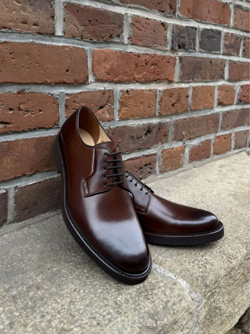 Męskie półbuty sznurowane smart casual, brązowe buty męskie na grubszej podeszwie