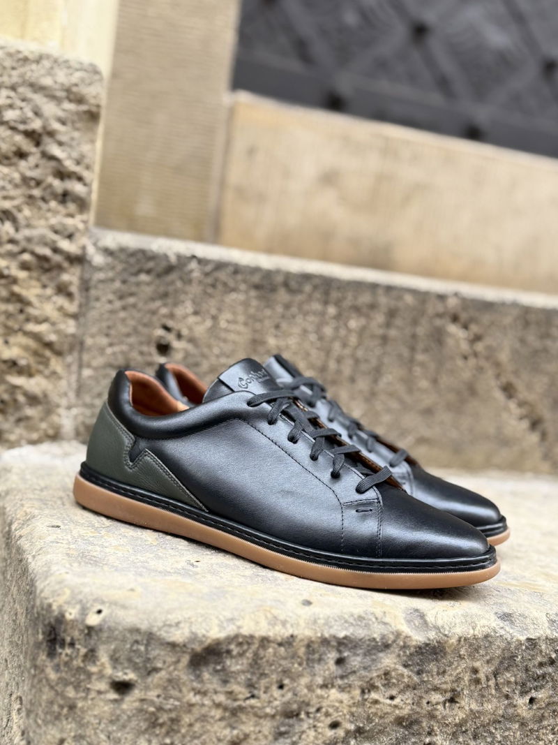 Miękkie i wygodne półbuty męskie ze skóry licowej, sznurowane buty męskie