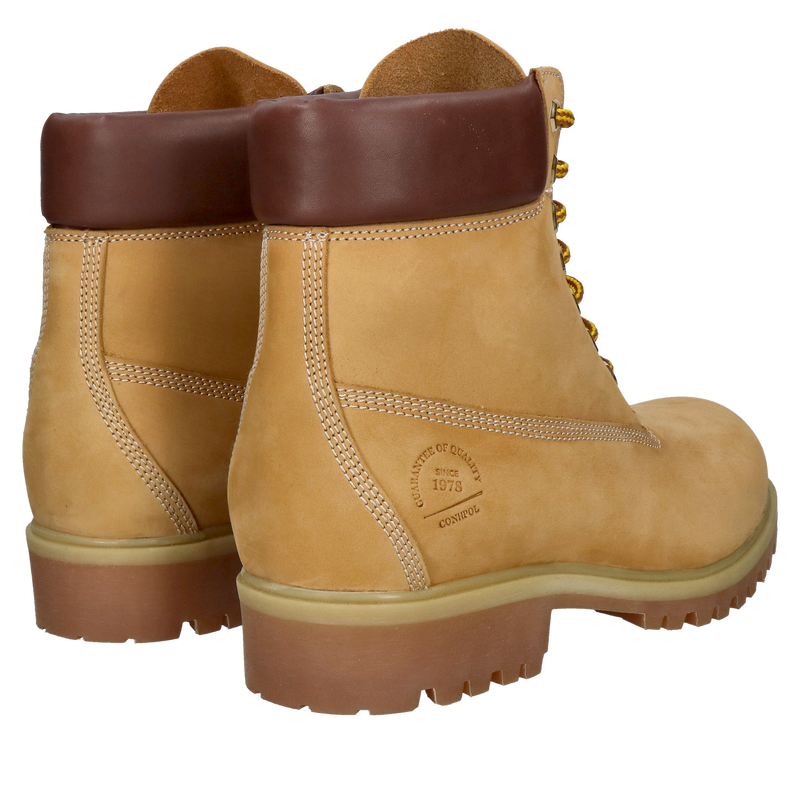 Nieocieplane musztardowe trzewiki męskie Conhpol na grubej podeszwie, oryginalne botki męskie sznurowane
