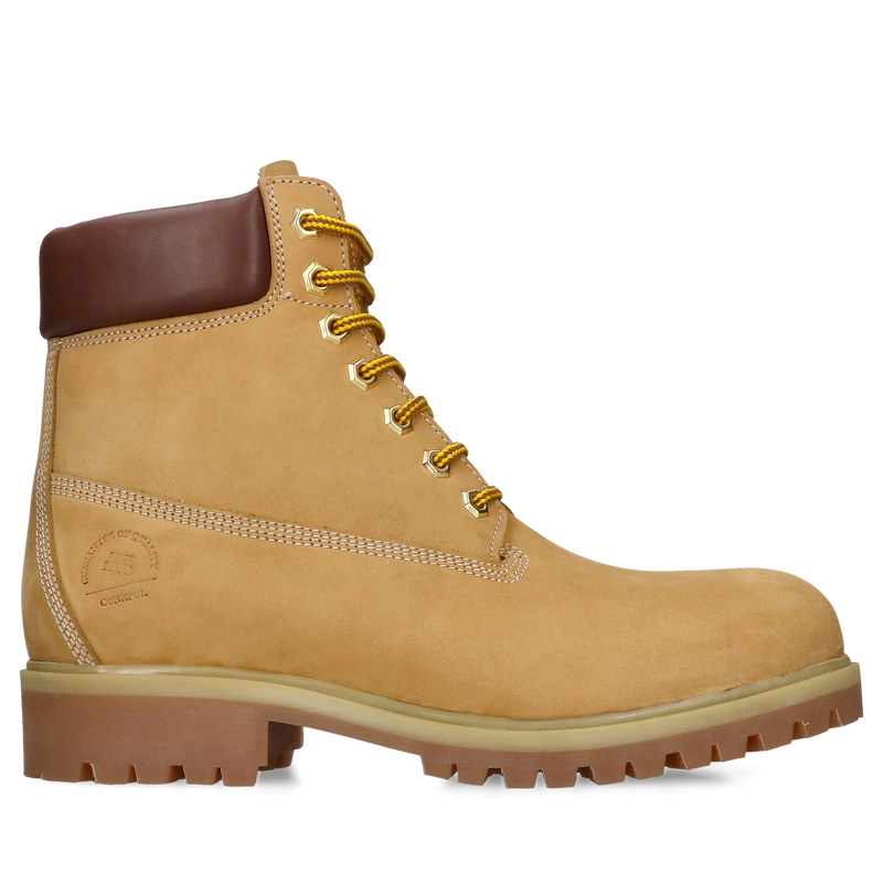 Nieocieplane musztardowe trzewiki męskie Conhpol na grubej podeszwie, oryginalne botki męskie sznurowane