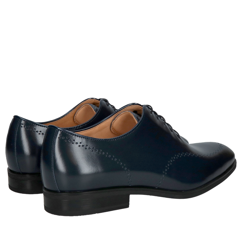 Eleganckie męskie buty skórzane, męskie lotniki granatowe do garnituru, Konopka Shoes