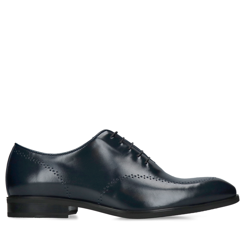 Eleganckie męskie buty skórzane, męskie lotniki granatowe do garnituru, Konopka Shoes