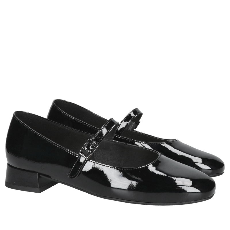 Damskie baleriny ze skóry lakierowanej, baleriny Mary Jane na pasek przy podbiciu od polskiego producenta