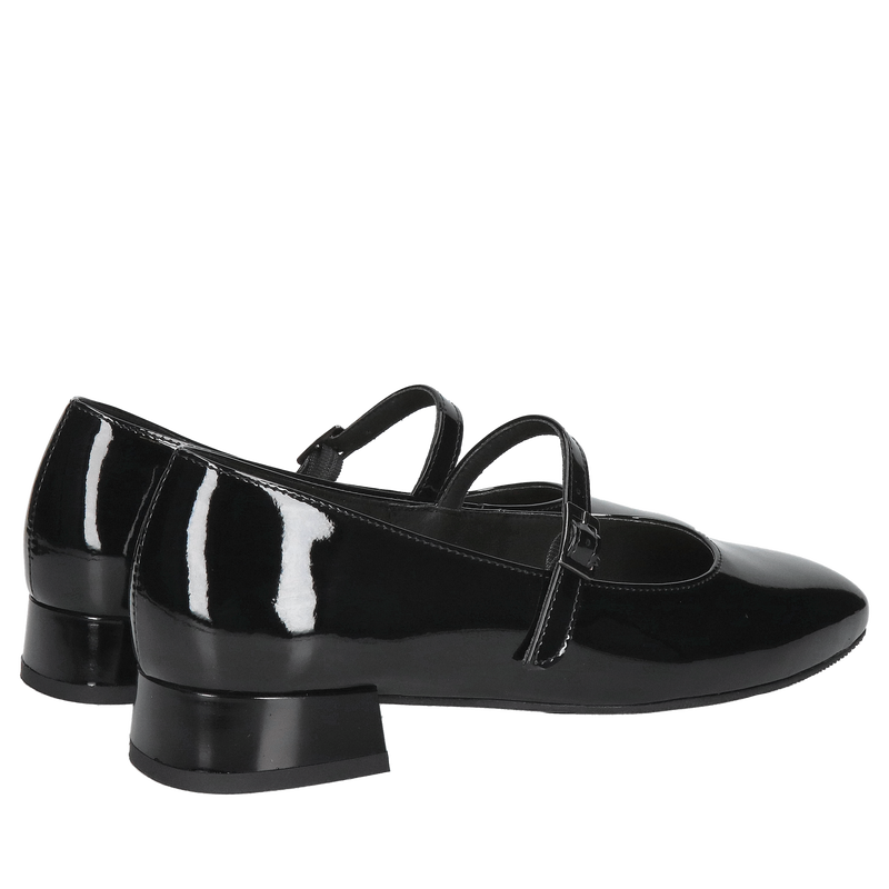 Damskie baleriny ze skóry lakierowanej, baleriny Mary Jane na pasek przy podbiciu od polskiego producenta