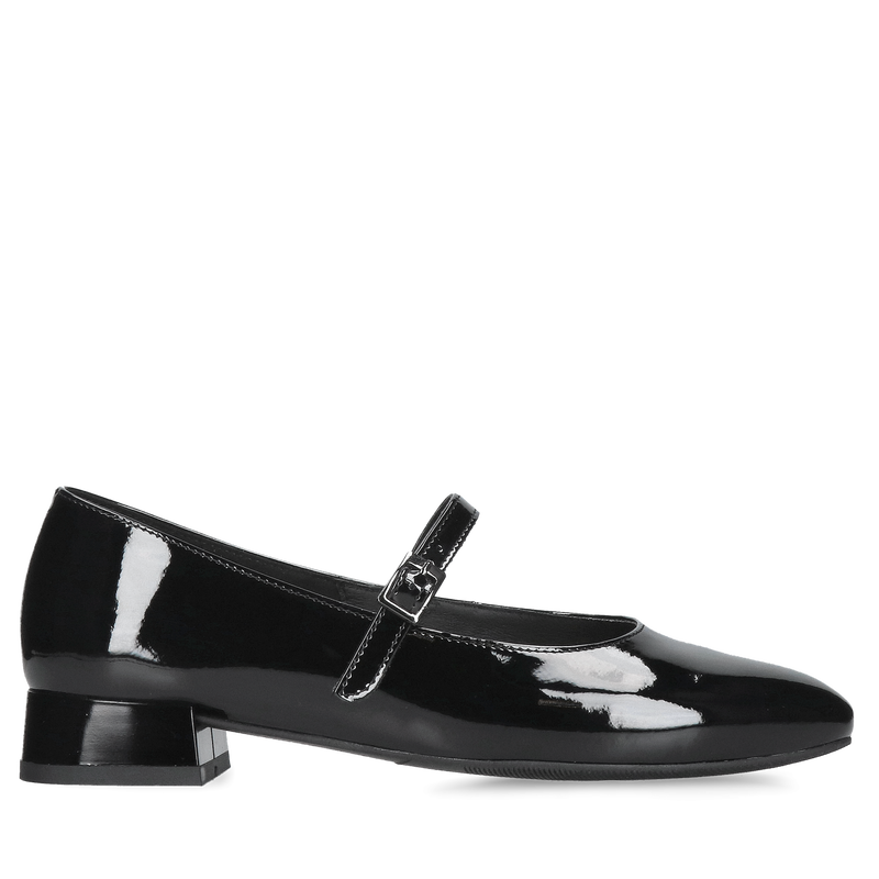 Damskie baleriny ze skóry lakierowanej, baleriny Mary Jane na pasek przy podbiciu od polskiego producenta