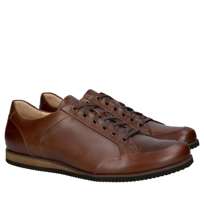 Brązowe półbuty sznurowane męskie na co dzień, wygodne półeleganckie buty męskie