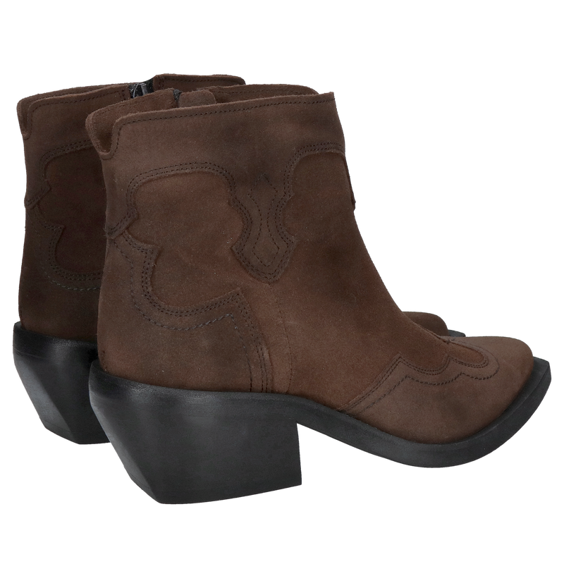 Damskie czekoladowe kowbojki ze skóry nubukowej, wygodne kowboje damskie z zamkiem