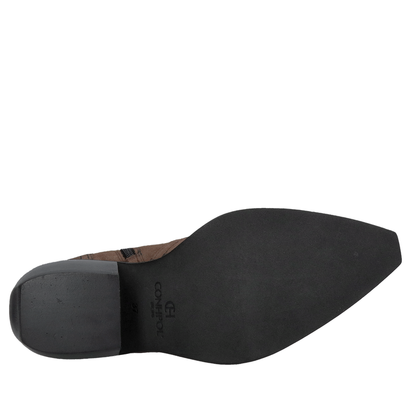 Damskie czekoladowe kowbojki ze skóry nubukowej, wygodne kowboje damskie z zamkiem