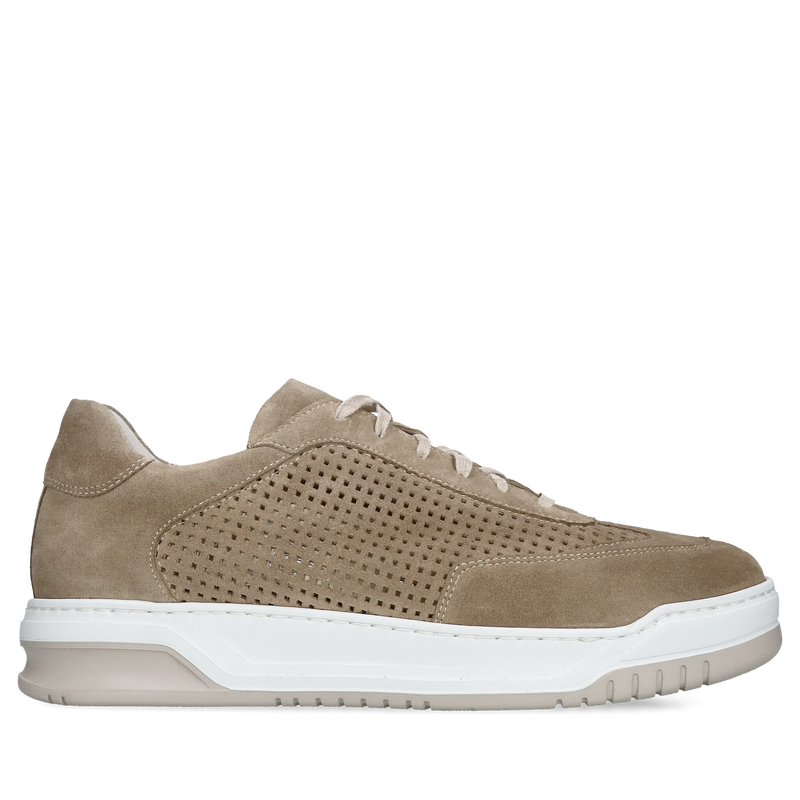 Męskie letnie sneakersy na grubym spodzie dla szerszej stopy, modne skórzane sneakersy ażurowe