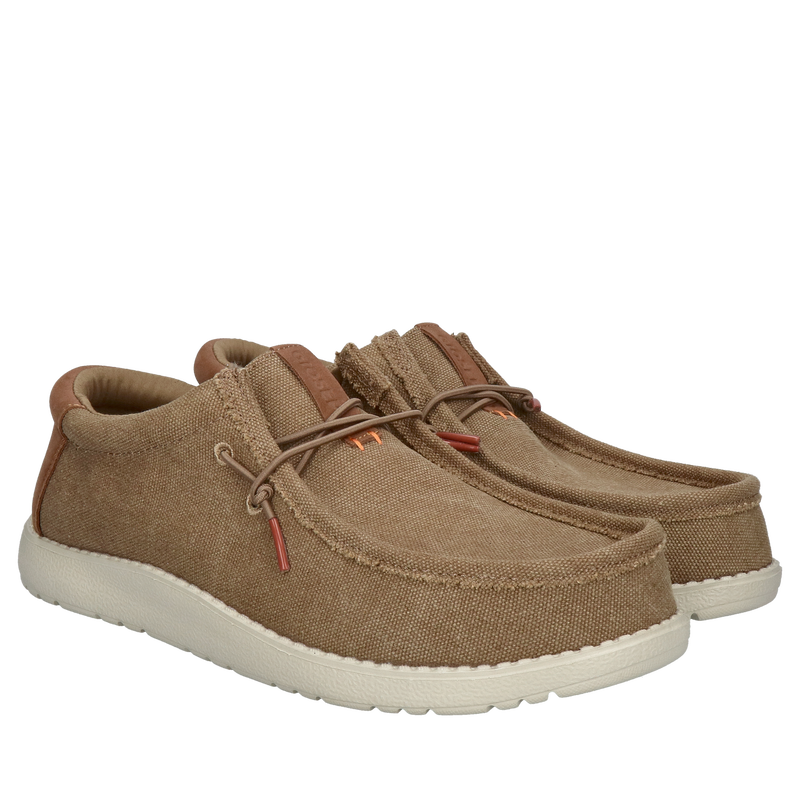 Męskie półbuty z materiału na letnie wakacyjne dni, wyjmowana wkładka i bardzo lekka podeszwa