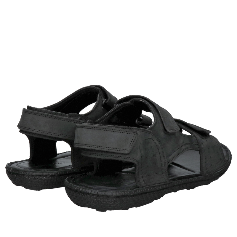 Miękkie męskie sandały czarne na ciepłe dni, wygodne skórzane sandały ze skóry