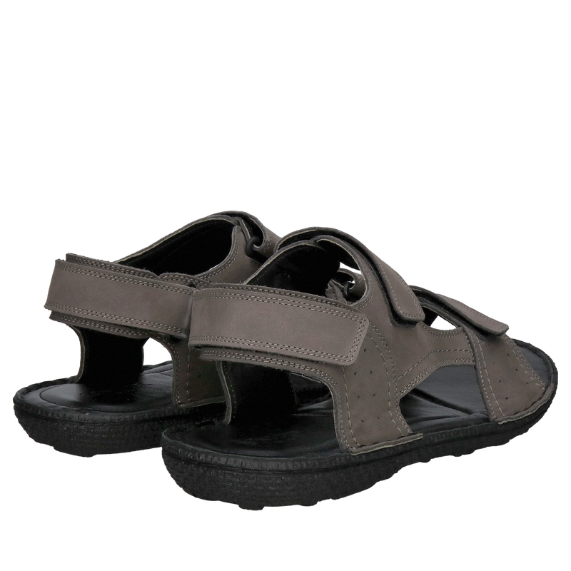 Szare męskie sandały skórzane na bardzo miękkiej wyściółce i elastycznej podeszwie, Konopka Shoes