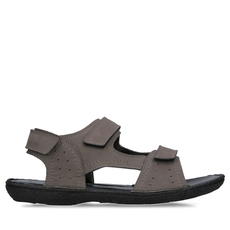 Szare męskie sandały skórzane na bardzo miękkiej wyściółce i elastycznej podeszwie, Konopka Shoes