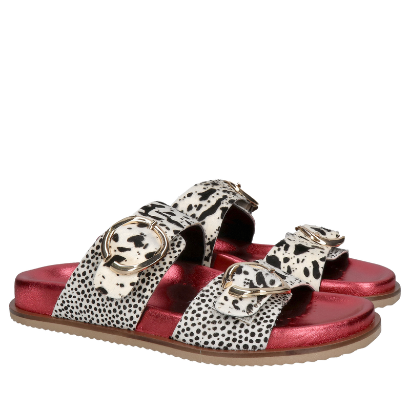 Klapki damskie skórzane z miekką wkładką, klapki w zwierzęcych motywach