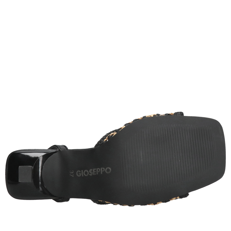 Delikatne sandałki na szpilce ze skóry plecionej, czarne sandały do sukienki