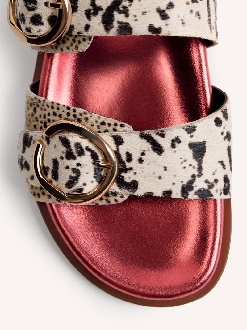 Klapki damskie skórzane z miekką wkładką, klapki w zwierzęcych motywach