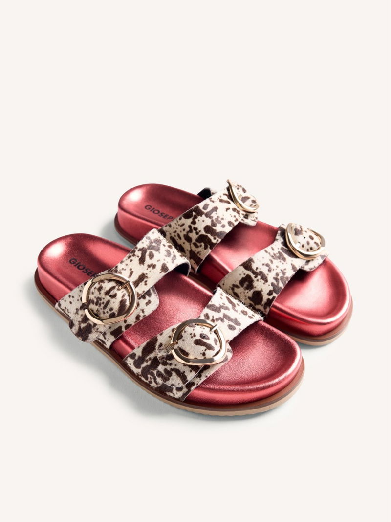 Klapki damskie skórzane z miekką wkładką, klapki w zwierzęcych motywach