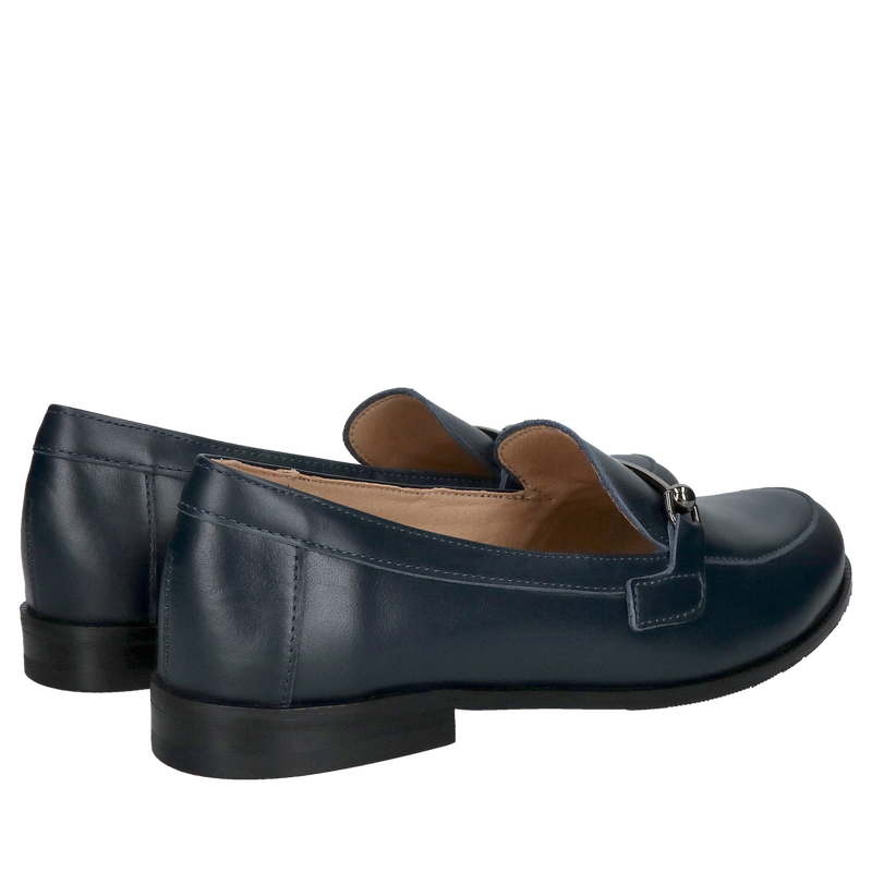 Loafersy damskie w ciemnym granacie, wygodne eleganckie obuwie dla kobiet