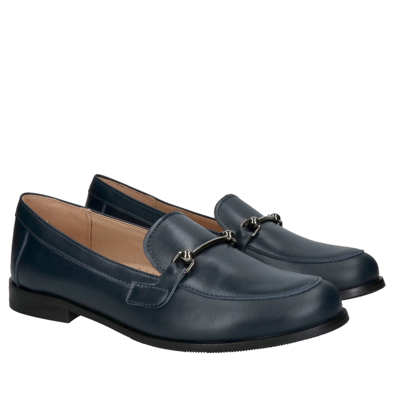 Loafersy damskie w ciemnym granacie, wygodne eleganckie obuwie dla kobiet