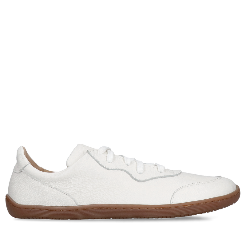 Białe damskie barefoot ze skóry, naturalne dopasowanie i codzienna wygoda