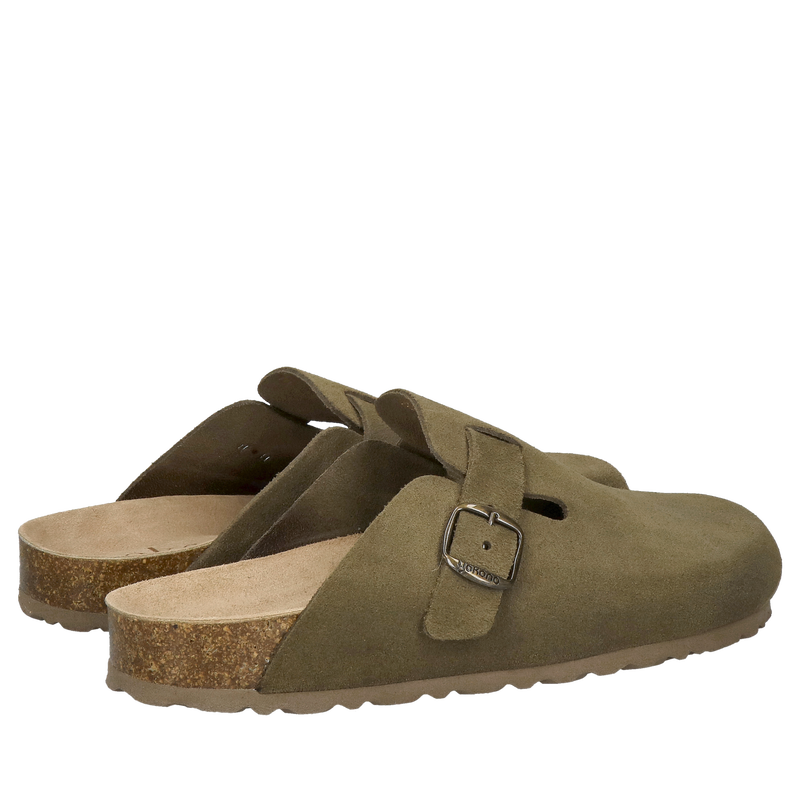 Zamszowe damskie mule z zakrytym przodem, wygodne klapki ze skóry naturalnej