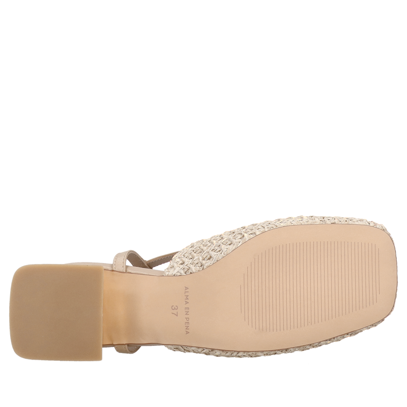 Czółenka beżowe na niskim klocku, wygodne eleganckie buty damskie