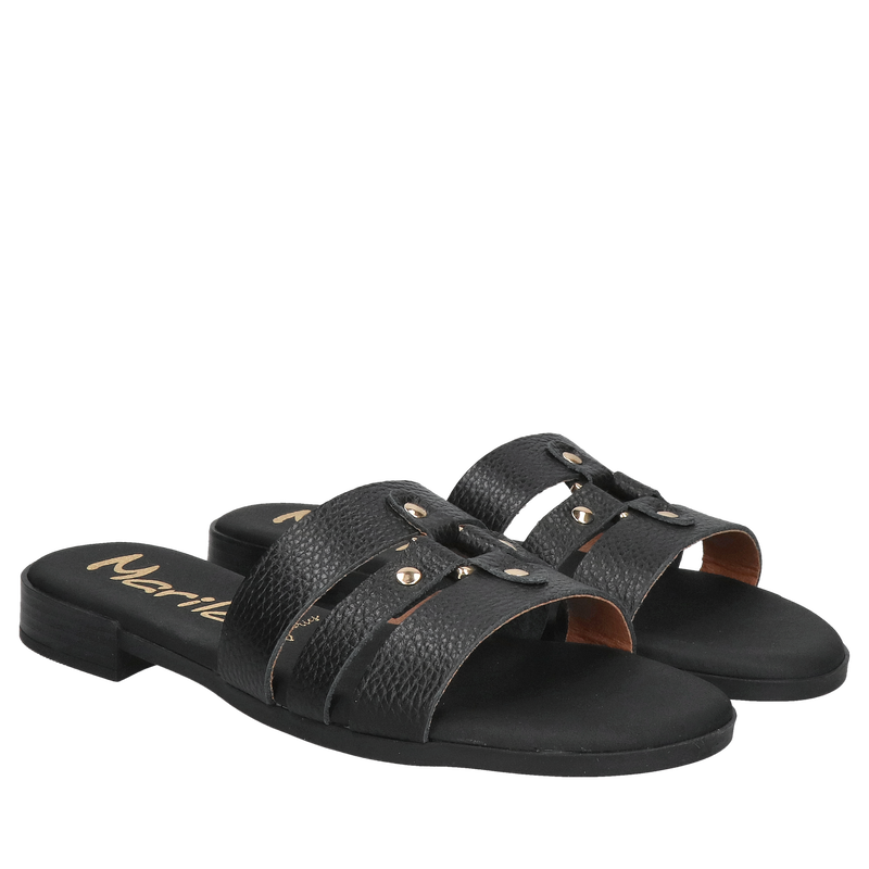 Czarne wygodne klapki do sukienki, eleganckie i delikatne klapki na lato