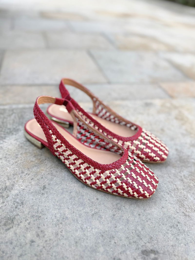 Plecione damskie buty bez pięty, sandałki na niskim obcasie z zabudowanymi palcami