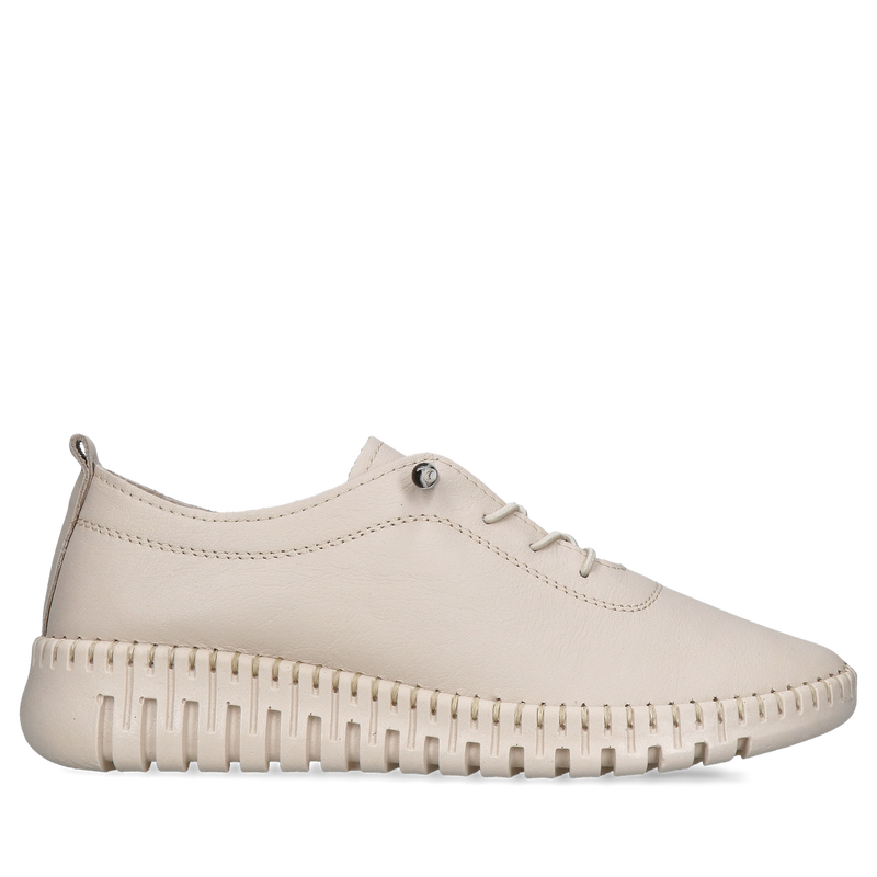 Lekkie i wygodne buty sportowe na co dzień, kremowe półbuty wsuwane z elastycznymi gumkami